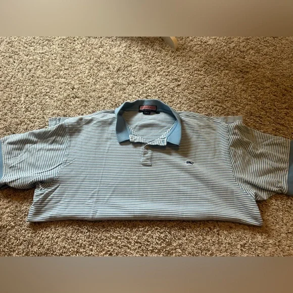 VINEYARD VINES Mens Size XL Light, blue, and white striped polo - Picture 2 of 9